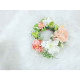 GUIRLANDA DE FLORES  MINI  SALMON E BRANCO